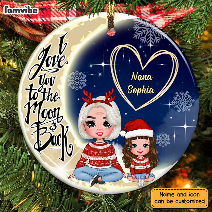 Personalized Grandma Love To The Moon And Back Circle Ornament OB31 32O28 1