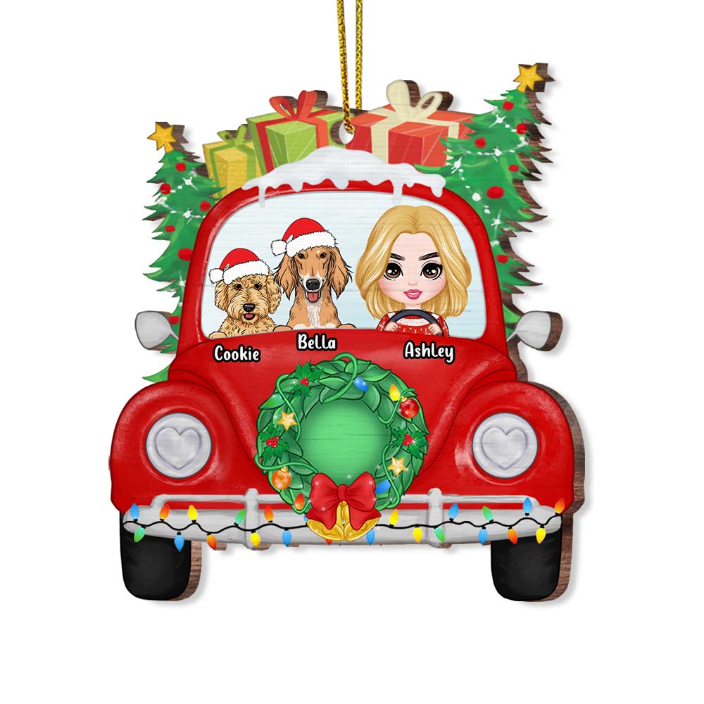 Personalized Dog Mom In Christmas Car Ornament OB34 30O67 Primary Mockup