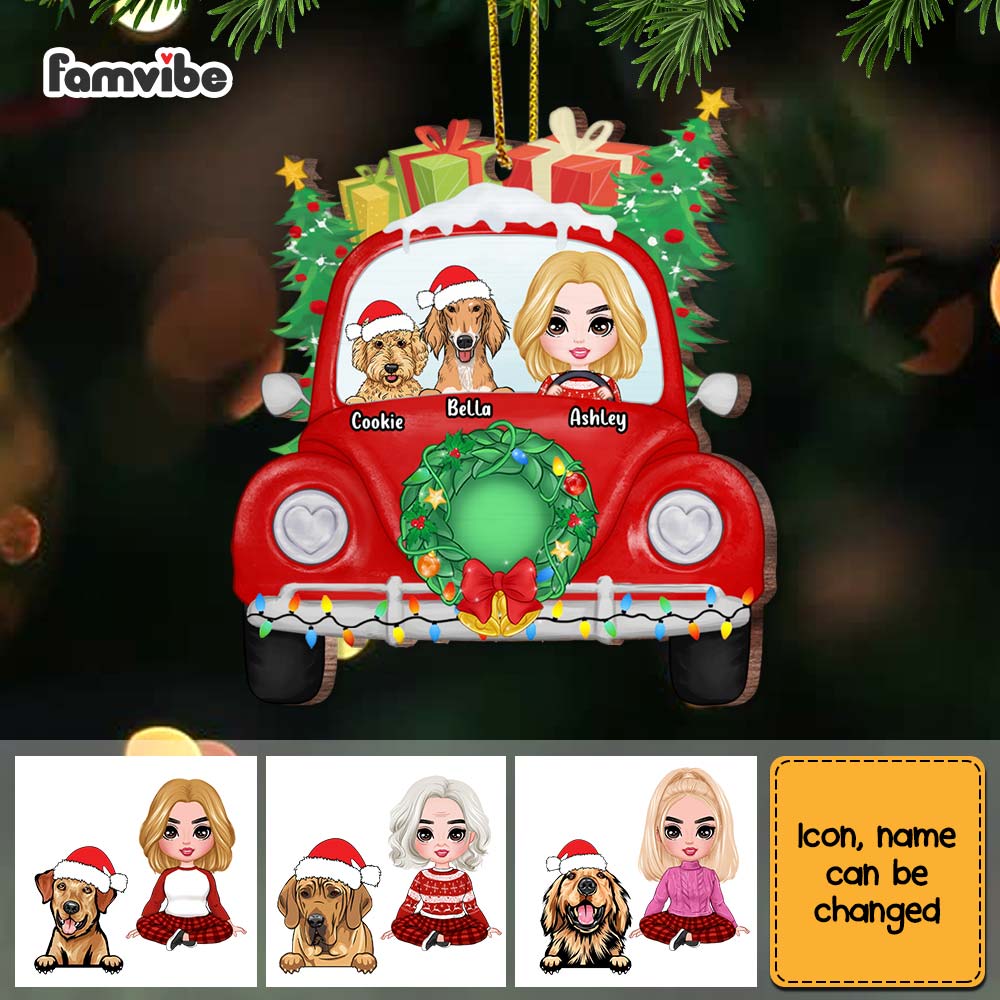Personalized Dog Mom In Christmas Car Ornament OB34 30O67 Primary Mockup