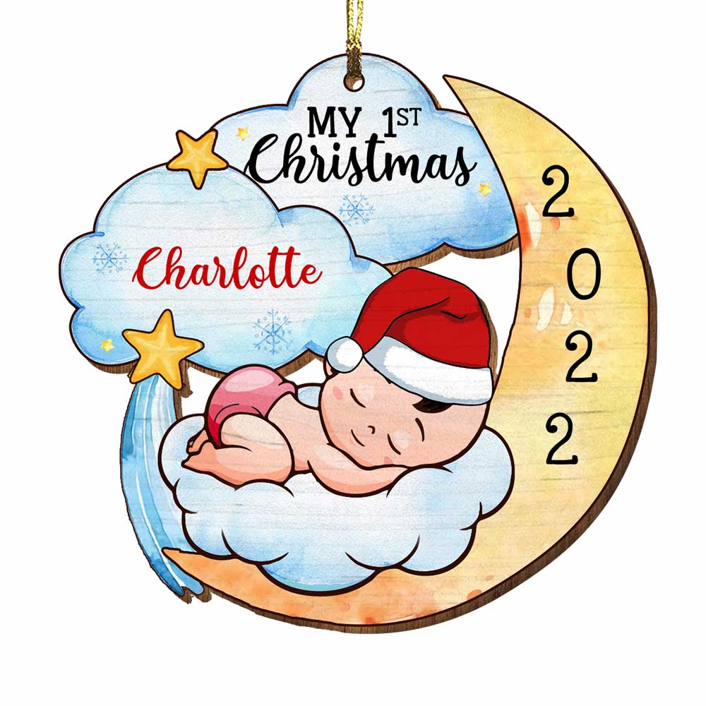 Personalized Baby's 1st Christmas Moon Ornament OB31 58O34 Primary Mockup