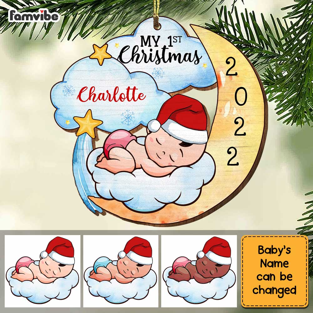 Personalized Baby's 1st Christmas Moon Ornament OB31 58O34 Primary Mockup