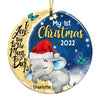 Personalized Baby Elephant First Christmas 2022 Circle Ornament OB32 30O53 1