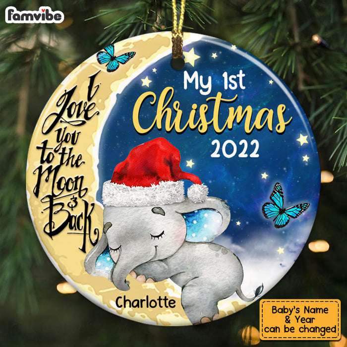 Personalized Baby Elephant First Christmas 2022 Circle Ornament OB32 30O53 1