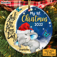 Personalized Baby Elephant First Christmas 2022 Circle Ornament OB32 30O53 thumb 1
