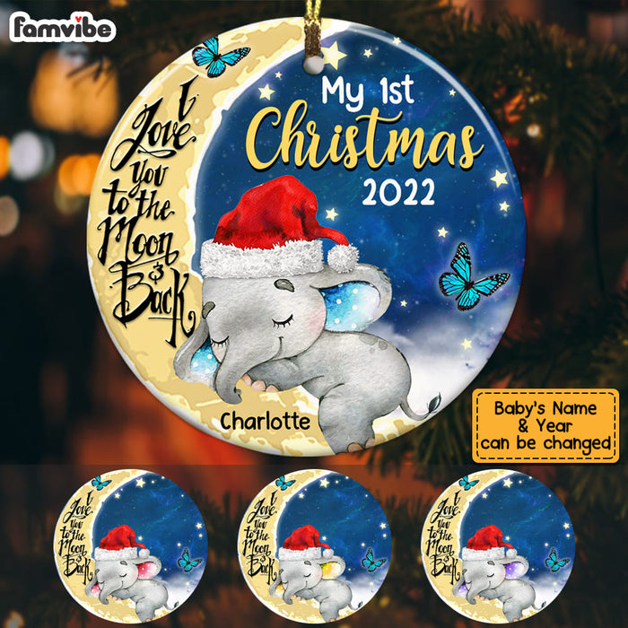 Personalized Baby Elephant First Christmas 2022 Circle Ornament OB32 30O53 1
