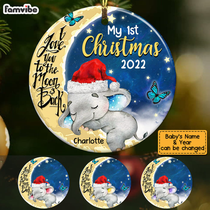 Personalized Baby Elephant First Christmas 2022 Circle Ornament OB32 30O53 1