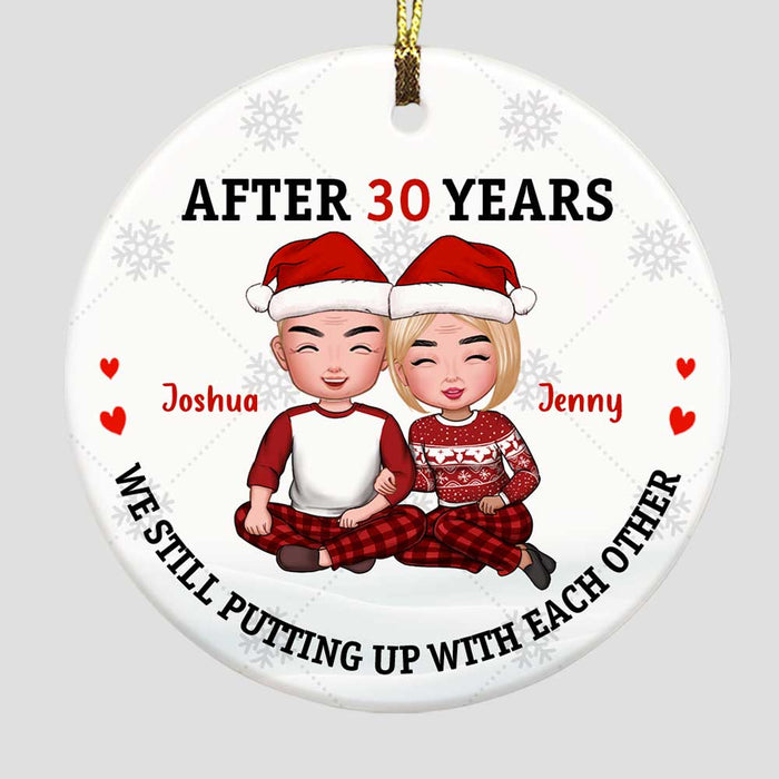 Personalized Couple Putting Up With Each Other Circle Ornament OB33 30O67 1