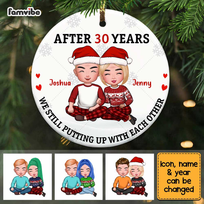 Personalized Couple Putting Up With Each Other Circle Ornament OB33 30O67 1