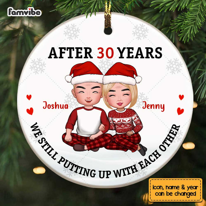 Personalized Couple Putting Up With Each Other Circle Ornament OB33 30O67 1