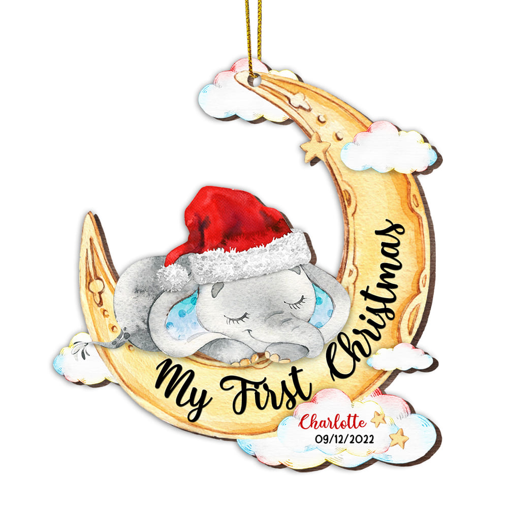 Personalized Baby's 1st Christmas Moon Ornament OB33 58O53 Primary Mockup