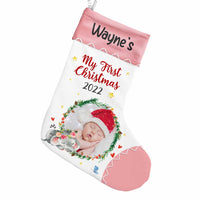 Personalized Elephant Baby First Christmas Custom Photo Stocking OB36 58O34 thumb 1