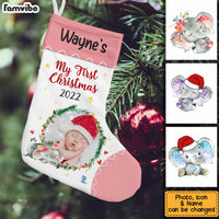 Personalized Elephant Baby First Christmas Custom Photo Stocking OB36 58O34 thumb 1