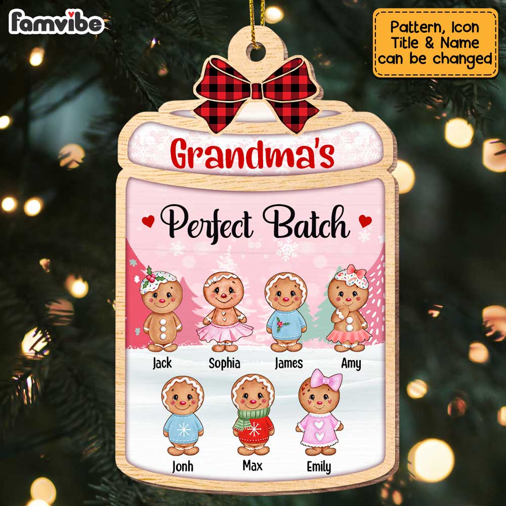 Personalized Grandma's Perfect Batch Gingerbread Family Christmas Ornament OB41 58O47 Primary Mockup
