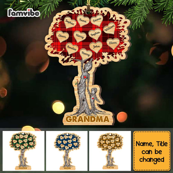 Personalized Grandma Tree Buffalo Plaid Ornament OB38 58O67 1