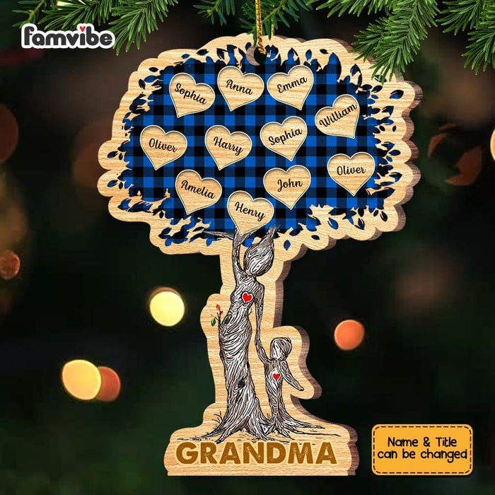 Personalized Grandma Tree Buffalo Plaid Ornament OB38 58O67 1