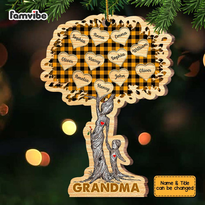 Personalized Grandma Tree Buffalo Plaid Ornament OB38 58O67 1