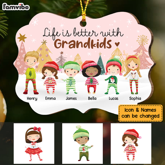 Personalized Life Is Better With Grandkids Boho Christmas Benelux Ornament OB42 58O53 1