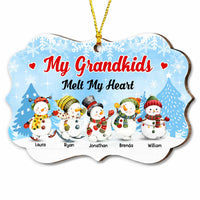 Personalized My Grandkids Melt My Heart Snowman Christmas Benelux Ornament OB53 32O67 thumb 1
