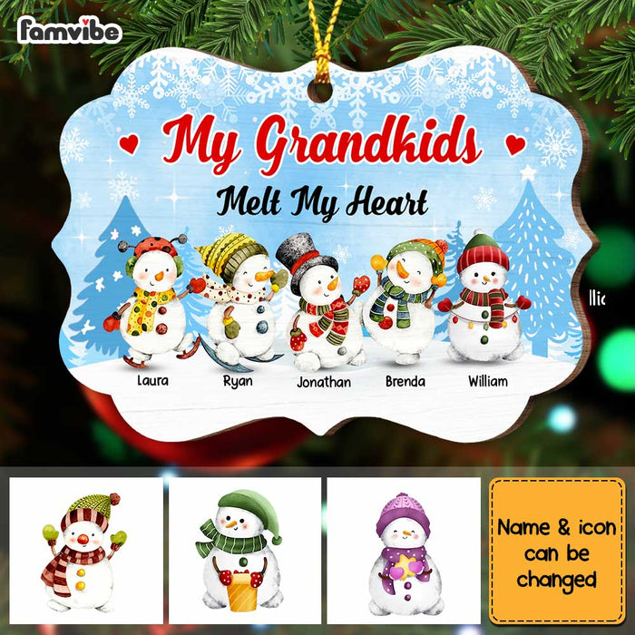 Personalized My Grandkids Melt My Heart Snowman Christmas Benelux Ornament OB53 32O67 1