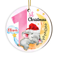Personalized Elephant Baby First Christmas Circle Ornament OB53 23O28 thumb 1