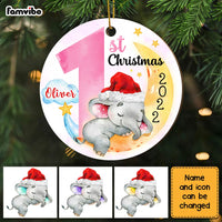 Personalized Elephant Baby First Christmas Circle Ornament OB53 23O28 thumb 1