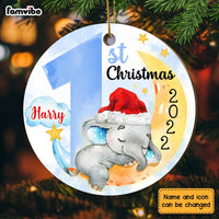 Personalized Elephant Baby First Christmas Circle Ornament OB53 23O28 thumb 1