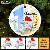 Personalized Elephant Baby First Christmas Circle Ornament OB53 23O28 thumb 1