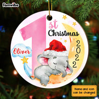 Personalized Elephant Baby First Christmas Circle Ornament OB53 23O28 thumb 1