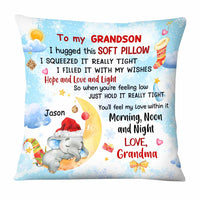 Personalized Elephant To My Grandson Christmas Pillow OB51 32O67 thumb 1