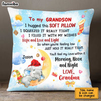 Personalized Elephant To My Grandson Christmas Pillow OB51 32O67 thumb 1