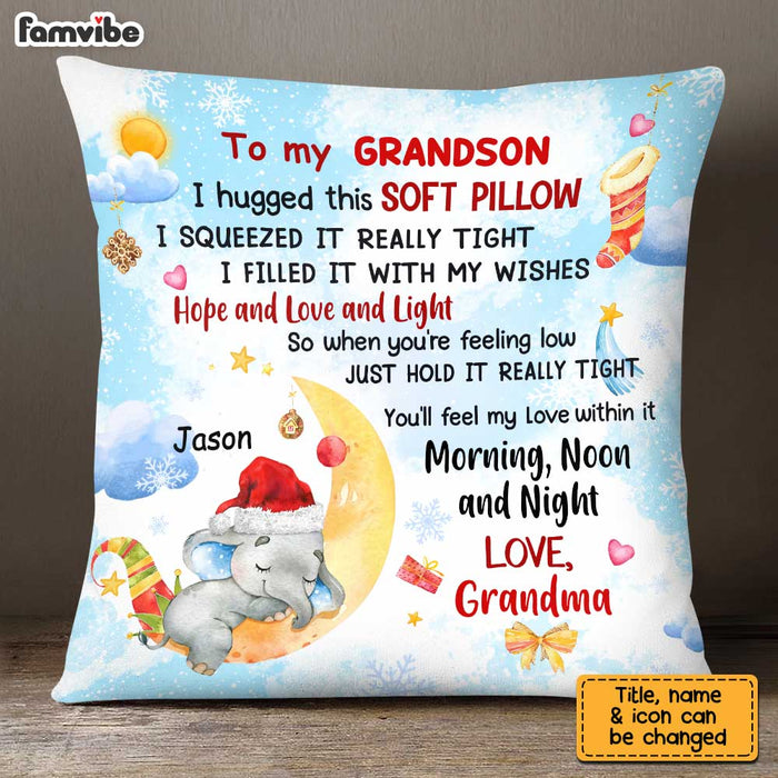 Personalized Elephant To My Grandson Christmas Pillow OB51 32O67 1