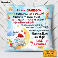 Personalized Elephant To My Grandson Christmas Pillow OB51 32O67 thumb 1