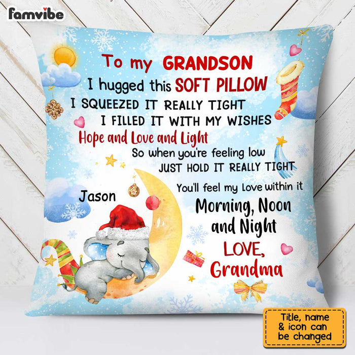 Personalized Elephant To My Grandson Christmas Pillow OB51 32O67 1