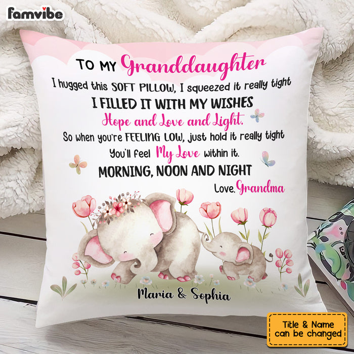 Personalized Granddaughter Elephant Pillow OB62 85O53 1
