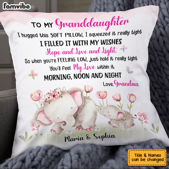 Personalized Granddaughter Elephant Pillow OB62 85O53 1
