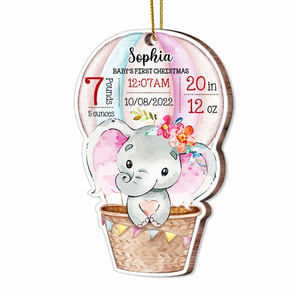 Personalized Baby Elephant First Christmas Ornament OB61 85O67 Primary Mockup