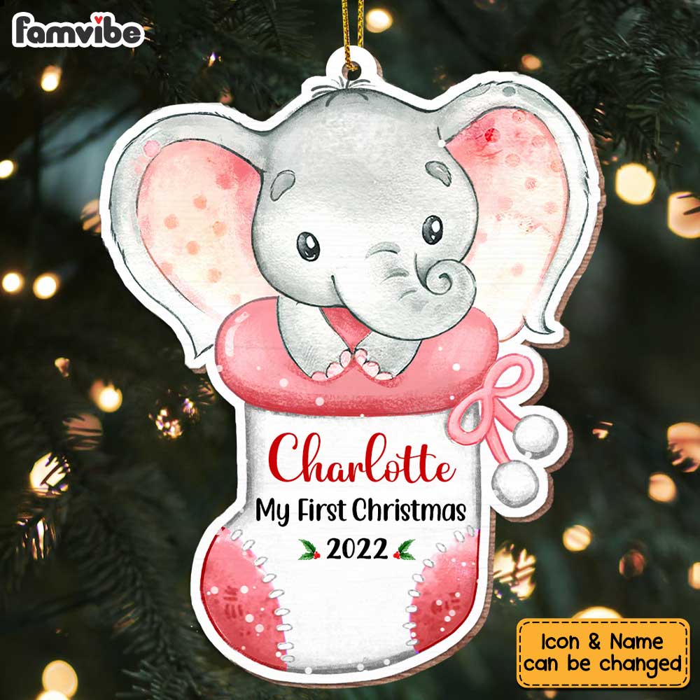Personalized Elephant Baby First Christmas Ornament OB63 30O47 Primary Mockup