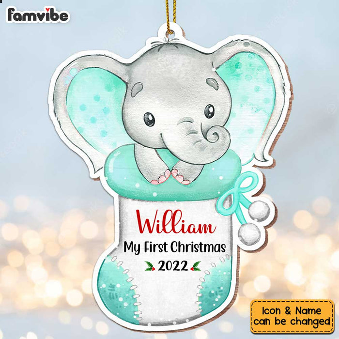 Personalized Elephant Baby First Christmas Ornament OB63 30O47 1