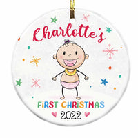 Personalized Baby First Christmas Circle Ornament OB63 36O28 thumb 1