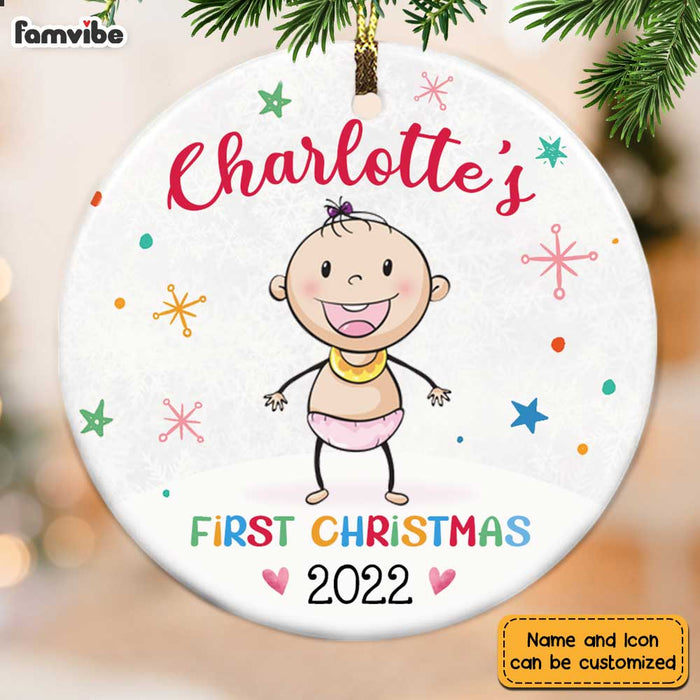Personalized Baby First Christmas Circle Ornament OB63 36O28 1