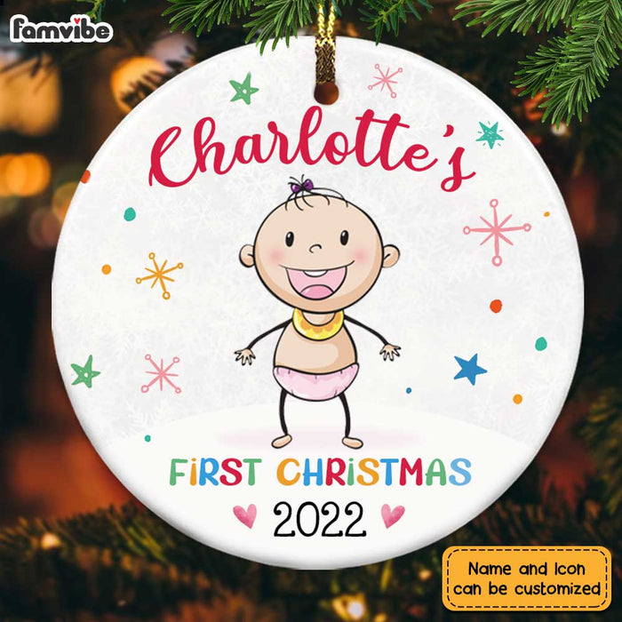 Personalized Baby First Christmas Circle Ornament OB63 36O28 1