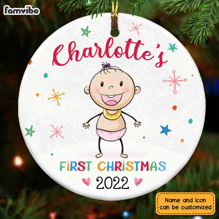 Personalized Baby First Christmas Circle Ornament OB63 36O28 1