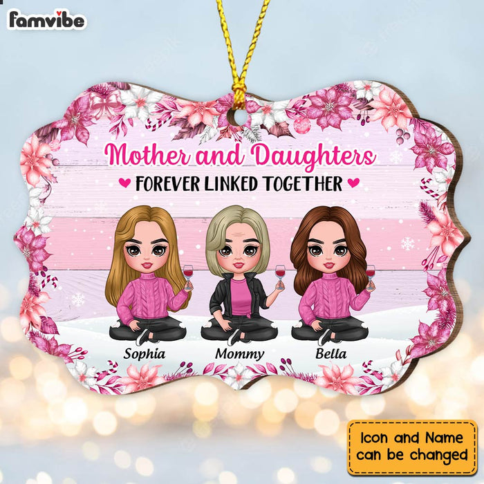 Personalized Pink Christmas Mother Daughter Forever Linked Benelux Ornament OB63 23O47 1