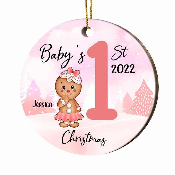 Personalized Baby First Christmas Gingerbread Circle Ornament OB72 32O67 1