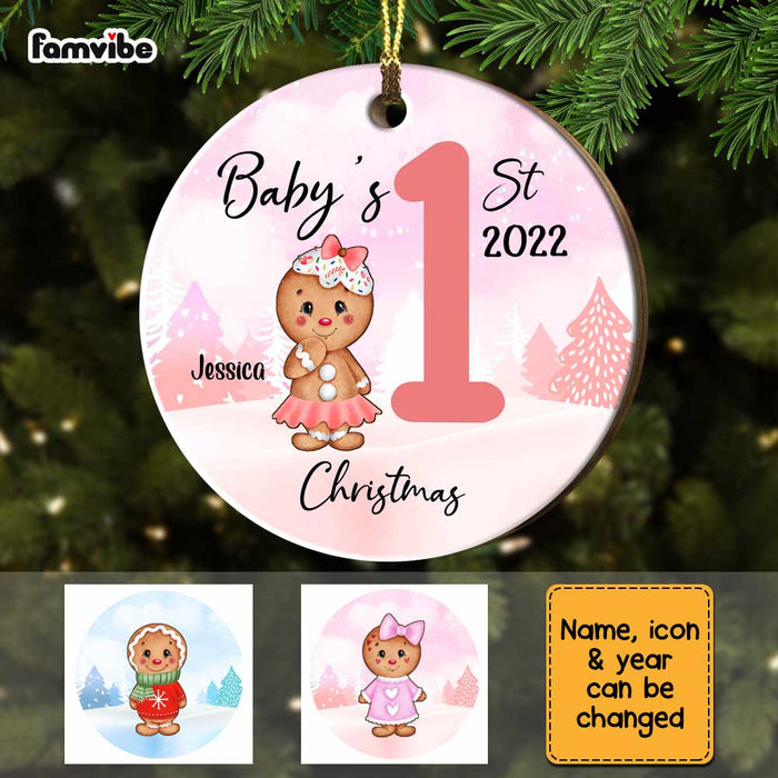 Personalized Baby First Christmas Gingerbread Circle Ornament OB72 32O67 1