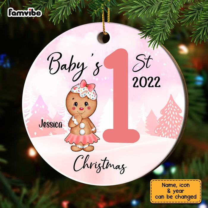 Personalized Baby First Christmas Gingerbread Circle Ornament OB72 32O67 1