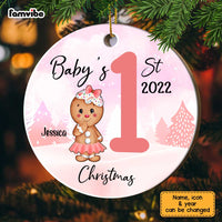 Personalized Baby First Christmas Gingerbread Circle Ornament OB72 32O67 thumb 1