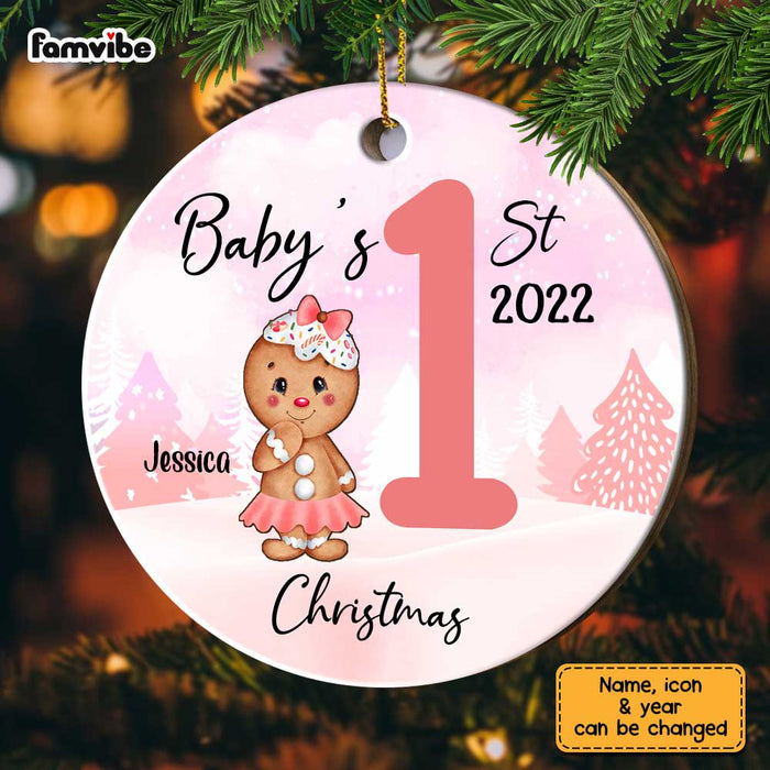 Personalized Baby First Christmas Gingerbread Circle Ornament OB72 32O67 1