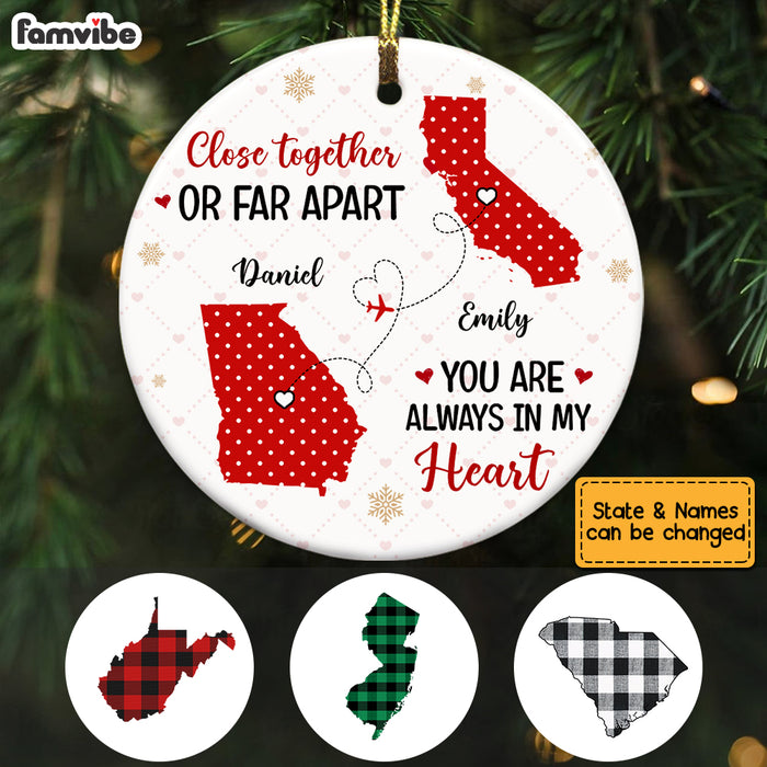 Personalized Long Distance Close Together Or Far Apart Circle Ornament OB71 23O53 1