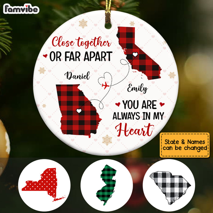Personalized Long Distance Close Together Or Far Apart Circle Ornament OB71 23O53 1